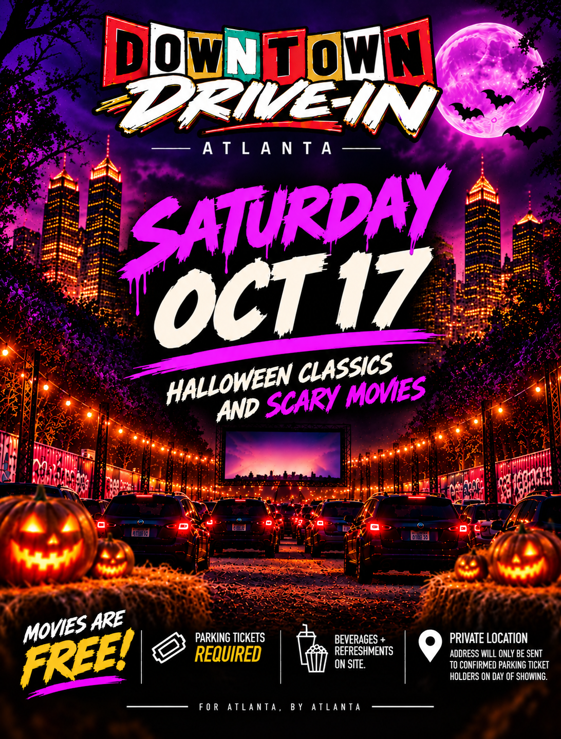 Downtown Drive-In Atlanta Saturday October 17 Halloween classics and scary movies