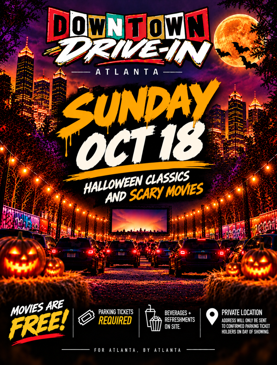 Downtown Drive-In Atlanta Sunday October 18 Halloween classics and scary movies